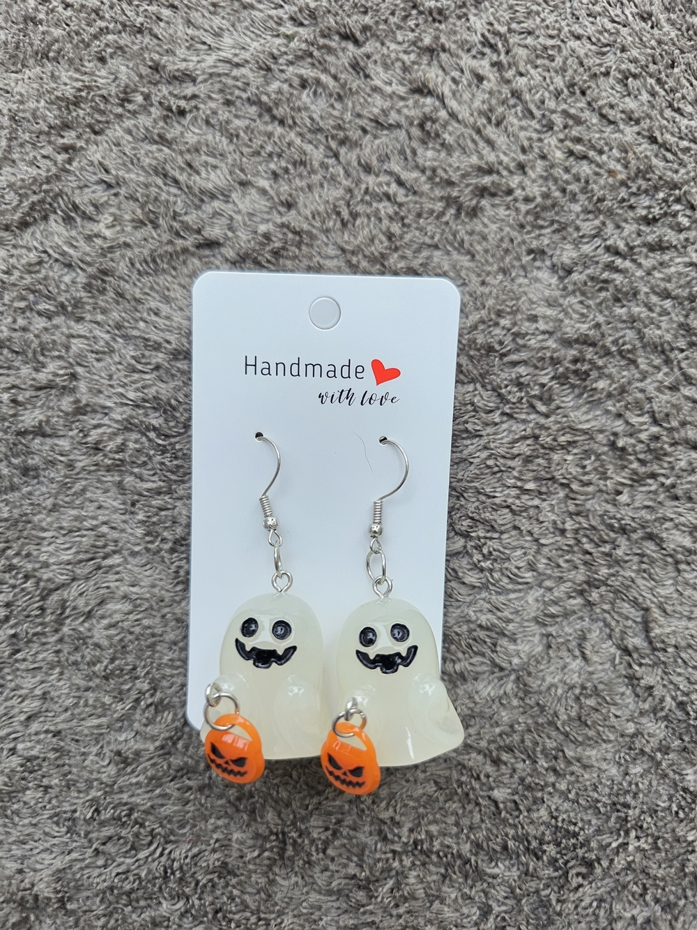 Halloween Earrings: Glow in the Dark Ghost - Pumpkin